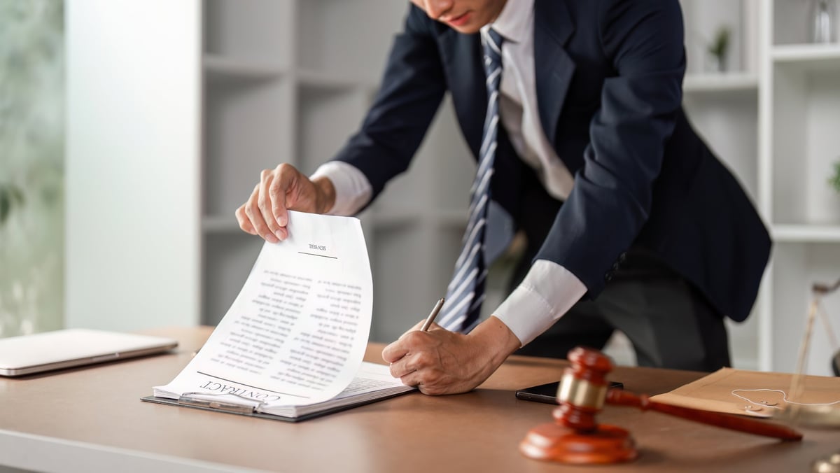 Lawyer reviewing legal documents
