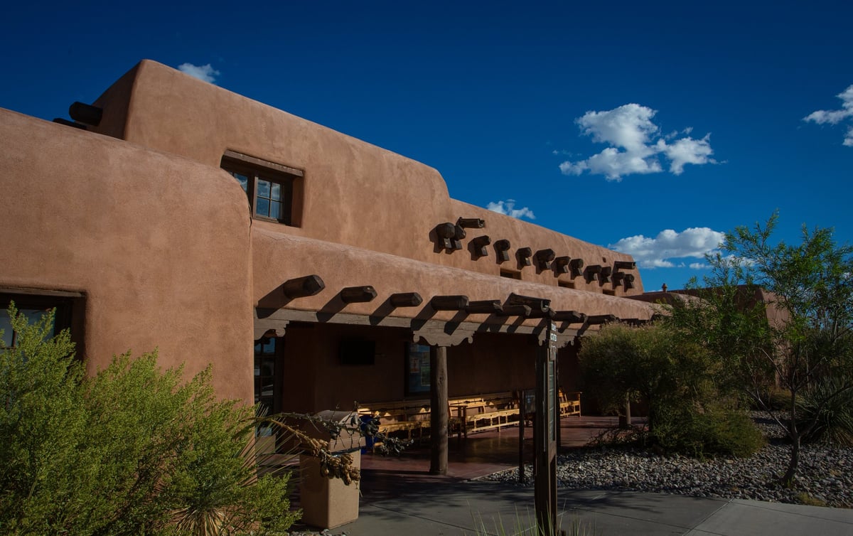 Santa Fe style adobe structure, New Mexico